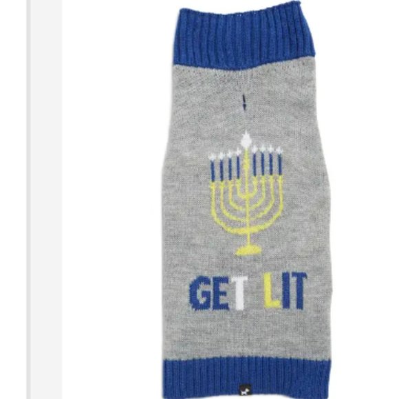 NWT HOTEL DOGGY Hanukkah Get Lit Dog Sweater - Picture 2 of 3